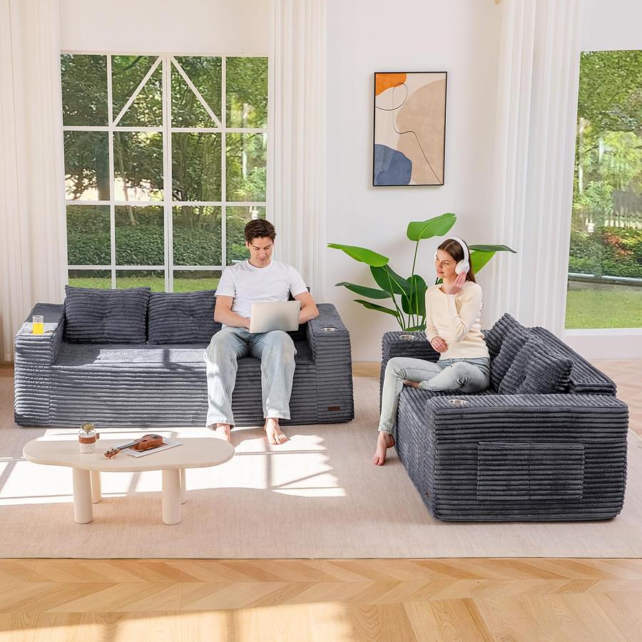 LOVESEAT DE 63´TELA DE PANA COLOR GRIS — foto 1
