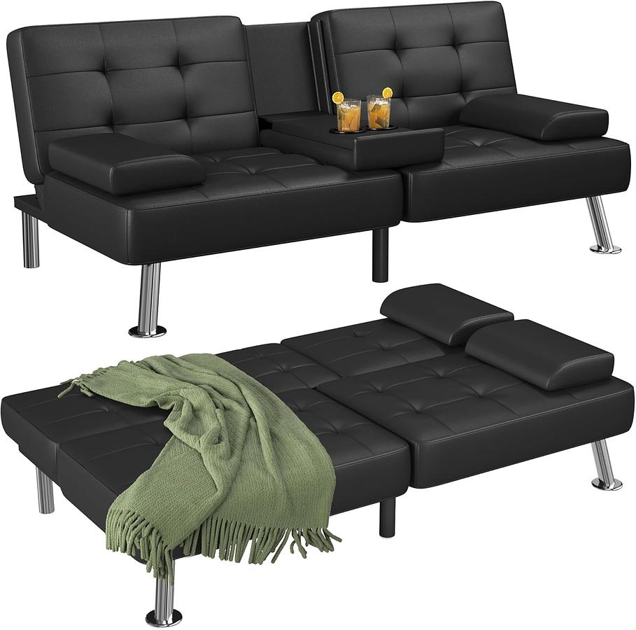 FUTON PIEL SINTETICA NEGRO — foto 1