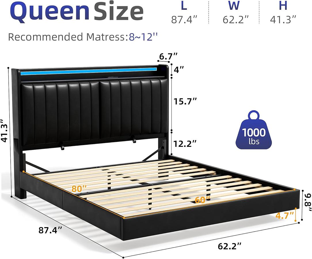 BASE CE CAMA FLOTANTE TAPIZADA EN PIEL SINTETICA CON PUERTAS — foto 1