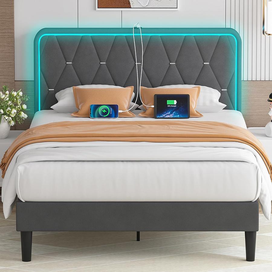 CABECERA AJUSTABLE, TERCIOPELO CON LUCES LED — foto 1