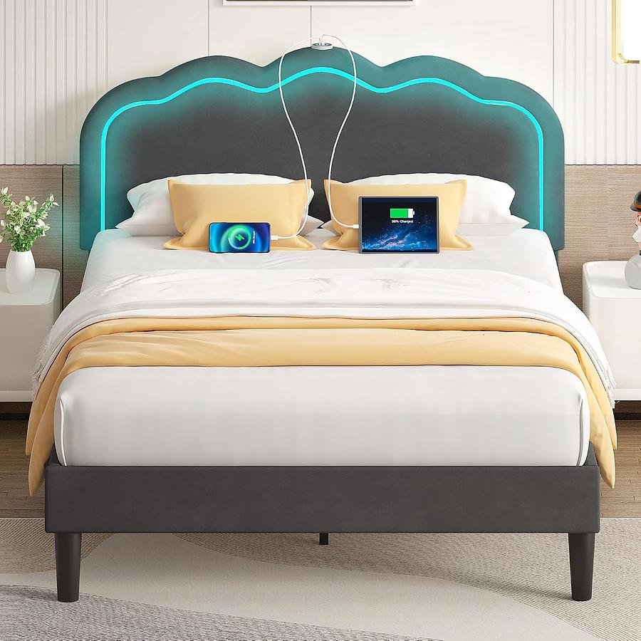 CABECERA EN FORMA DE NUBE CON LED — foto 1