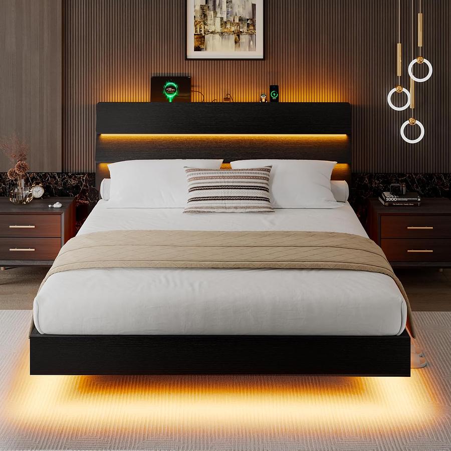 FLOTANTE, MADERA SOLIDA, LED, NEGRA — foto 1