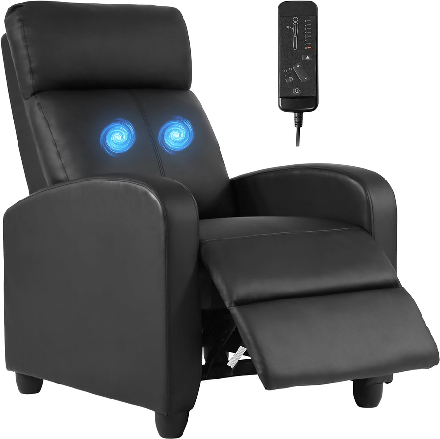 SOFA RECLINABLE MANUAL, PIEL SINTETICA NEGRO — foto 1